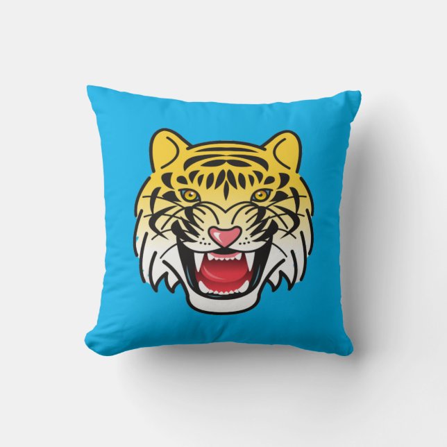 Almofada Arte de Rosto de Tigre Sorridente-21876 (Frente)