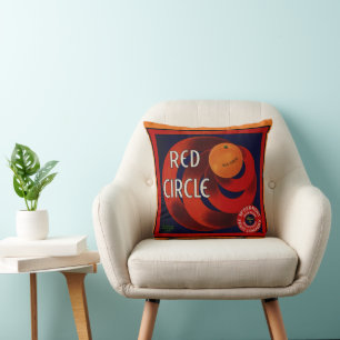 Almofada Arte de rótulo de caixa de frutas vintage laranjas