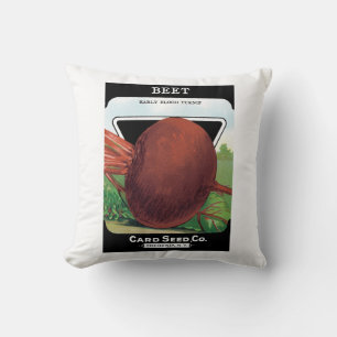 Almofada Arte de rótulo de pacote de sementes vintage, bete