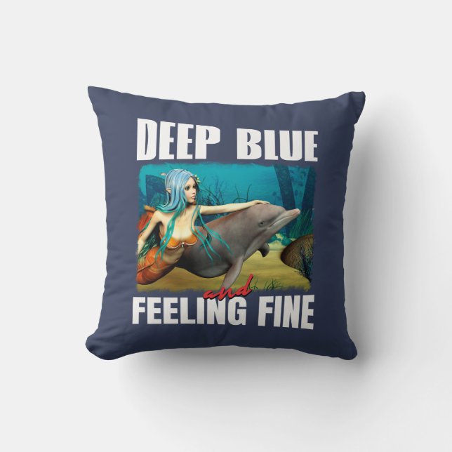 Almofada Arte de Sereia de Oceano Azul Sentimental (Frente)