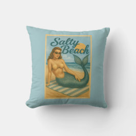 Almofada Arte de Sereia Pin-Up Retro da Praia Salgada Decor