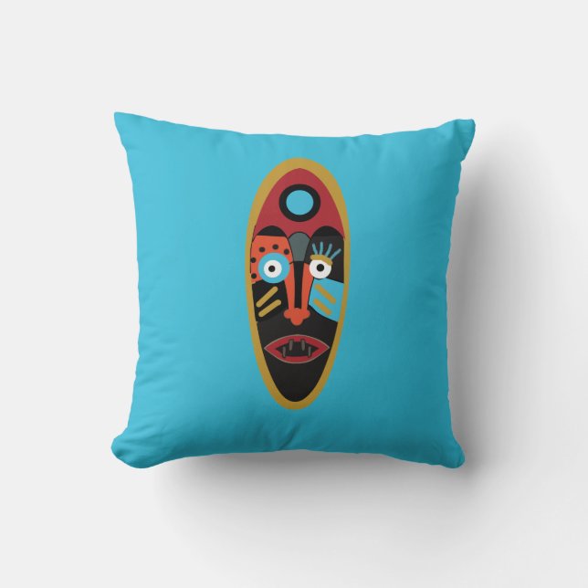 Almofada Arte de tatuagem de rosto abstrato colorido modern (Frente)