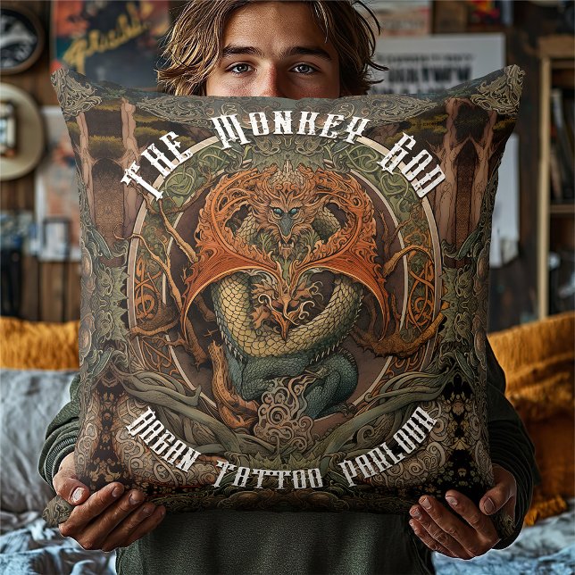 Almofada Arte De Tatuagem Do Dragão Macaco Japonês, Parlor  (Criador carregado)