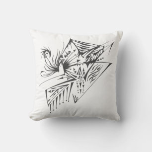 Almofada Arte de Tatuagem Tribal Abstrata Preto e Branco Pi