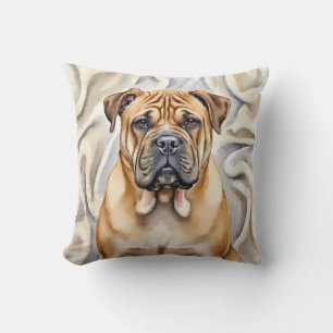 Almofada Arte de Textura Dobrada em Aquarela do Shar Pei