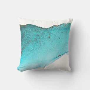 Almofada Arte de Tinta Dourada sofisticada em Abstrato Teal