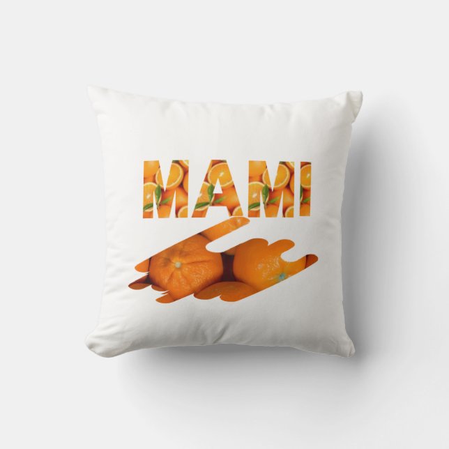 Almofada Arte de Tipografia Laranja MAMI (Frente)