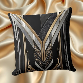 Almofada Arte Deco Dourado Preto Geométrico Design V