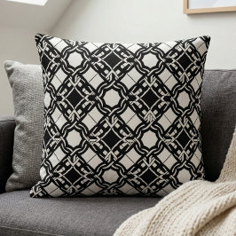 Almofada Arte Deco entrelaçado Preto Branco