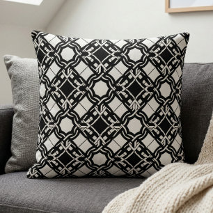 Almofada Arte Deco entrelaçado Preto Branco