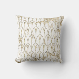 Almofada Arte Deco Escala Geometria Branco Faux Dourado Mar