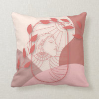 Arte Deco Fêmea Face Formas Abstrato Folhas