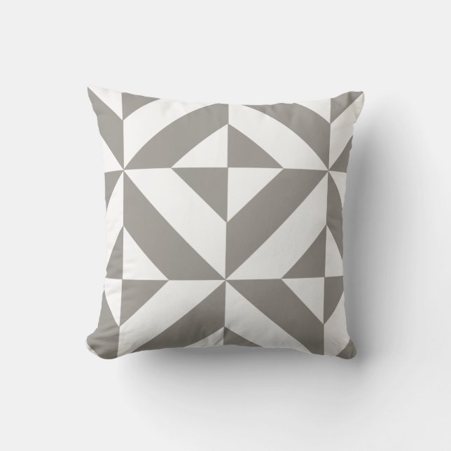 Almofada Arte Deco Geométrico Cinza Prata (Frente)