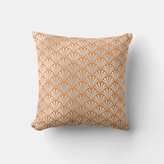 Almofada Arte Deco Laranja Pêssego Cinza Silver Capas (Frente)