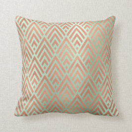 Almofada Arte Deco Triângulo Geometria Mint Rosa Verde Diam