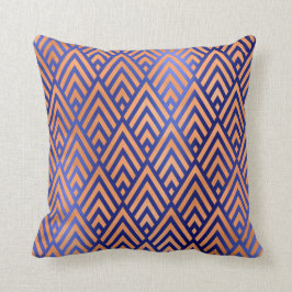 Almofada Arte Deco Triângulo Geometria Quente Cobalto Cobal