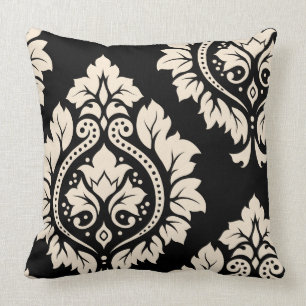 Almofada Arte decorativa do damasco mim - creme no preto