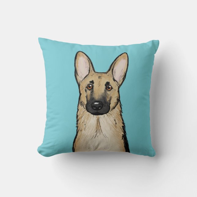 Almofada Arte Decortiva De Cão German shepherd Leve (Frente)