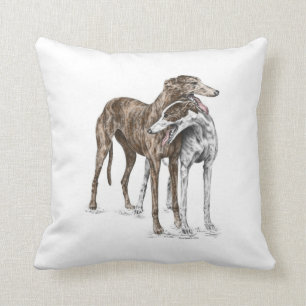 Almofada Arte do cão de dois amigos do galgo
