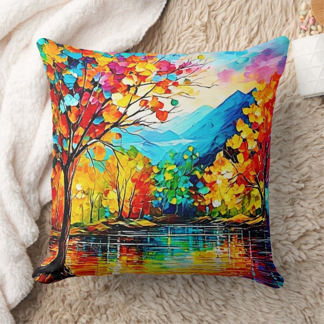 Almofada Arte do Lago Rainbow Autumn (Cobertor)