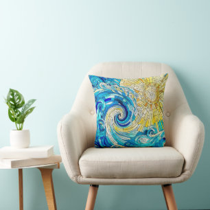 Almofada Arte do mosaico da Onda do Oceano