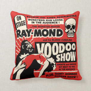 Almofada Arte do poster da mostra do susto do vintage -