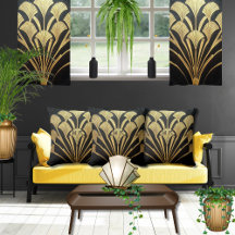 Arte Dourada Negra Deco Egípcio Estilado 16 x 16 A