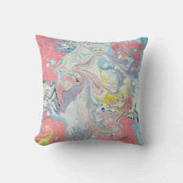 Almofada Arte Ebru Pastel Abstrato Marmorizado