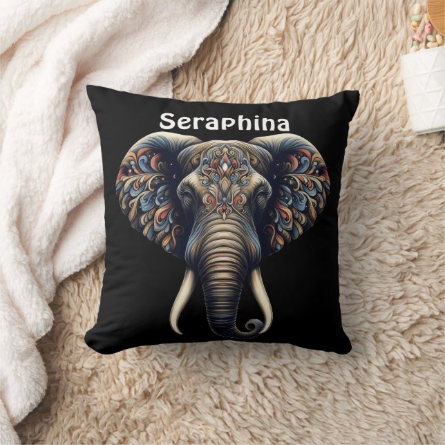 Almofada Arte elefante de madrugada floral (Cobertor)