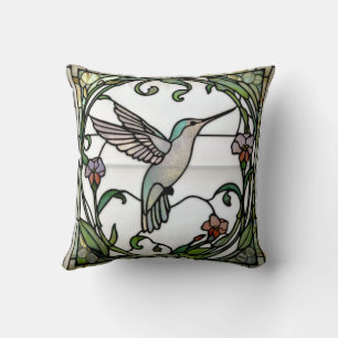Almofada Arte elegante em vitral art nouveau beija-flor