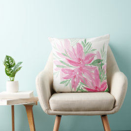 Almofada Arte em Aquarela Floral de Verão Linda