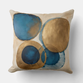 Almofada Arte em círculo de cobre e azul