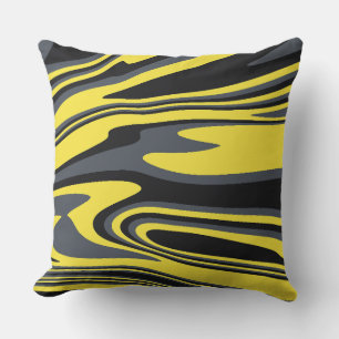 Almofada Arte em espiral abstrato amarelo e preto