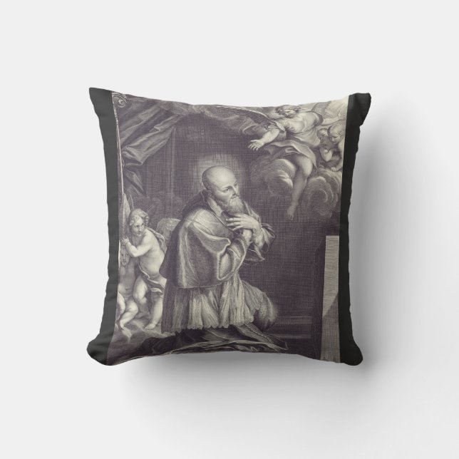 Almofada Arte em Preto e Branco de São Francisco de Sales (Frente)