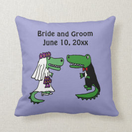Almofada Arte engraçada do casamento do jacaré dos noivos