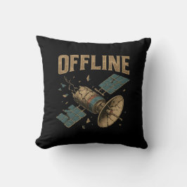 Almofada Arte Espacial "OFFLINE" de Satélite Quebrado Retro