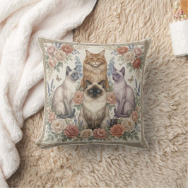 Almofada Arte Felina Floral Ornamental Vitoriana Vintage