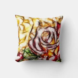 Almofada Arte Floral Abstrata Amarela Luz Rosa Brilho