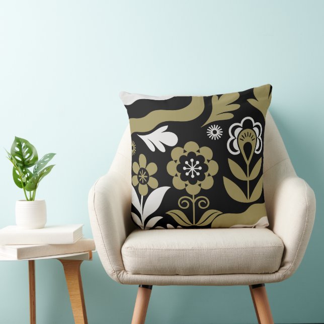 Almofada Arte Floral Abstrata Boho (Cadeira)