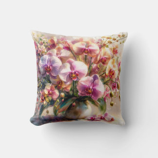 Almofada Arte Floral Aquarela de Orquídea