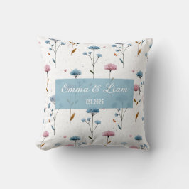 Almofada Arte Floral Personalizada Minimalista Vintage Azul