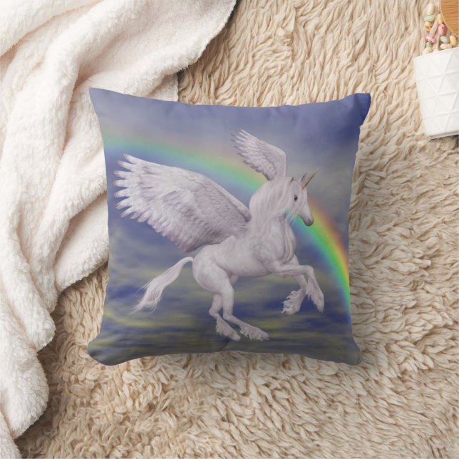 Almofada Arte Flying Unicorn Rainbow Fantasy (Cobertor)
