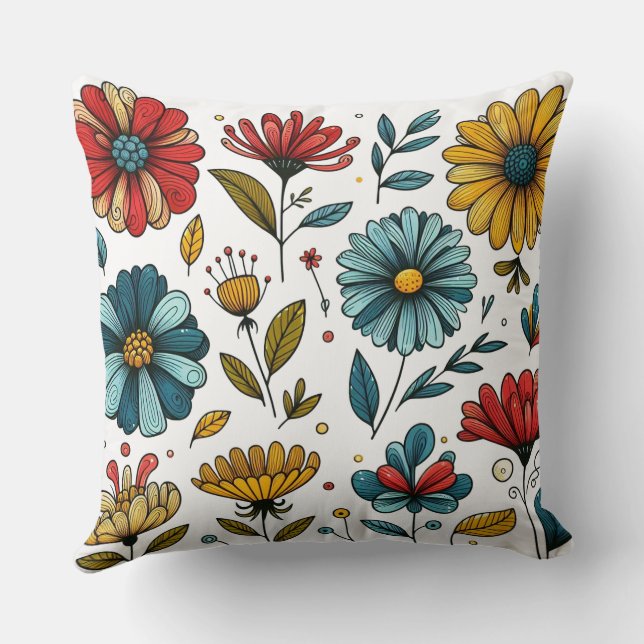 Almofada Arte Folclórica Retro Floral (Verso)