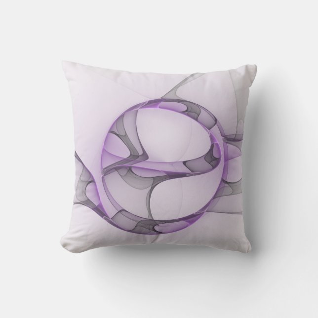 Almofada Arte fractal abstrata moderna lavanda cinza (Frente)