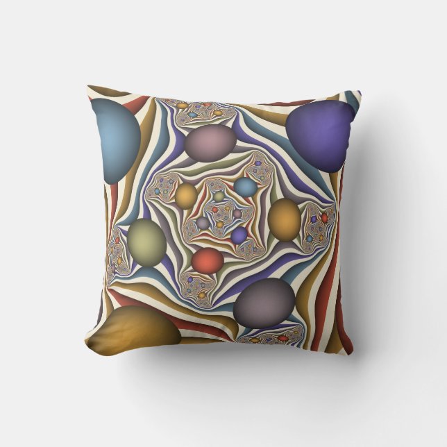 Almofada Arte Fractal Abstrato Colorida (Frente)