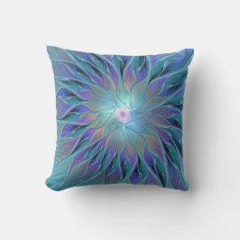 Almofada Arte Fractal Abstrato de Sonho Roxo Azul