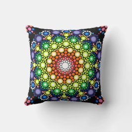 Almofada Arte Fractal Floral Dotada Retro Mandala