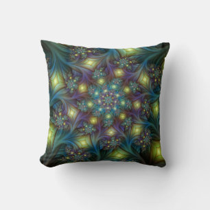 Almofada Arte Fractal Roxa Roxa Abstrato brilhante iluminad