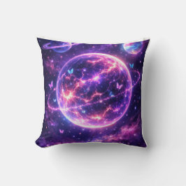 Almofada Arte Galáxia Borboleta Espaço Neon