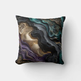 Almofada Arte Geológico Abstrato Textura Dourada | Verde-az